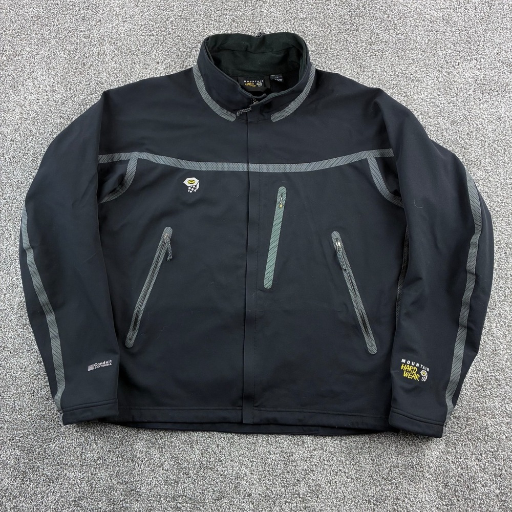 Mountain Hardwear Conduit Softshell Jacket Mens Large Black Gray Gorpcore Hiking
